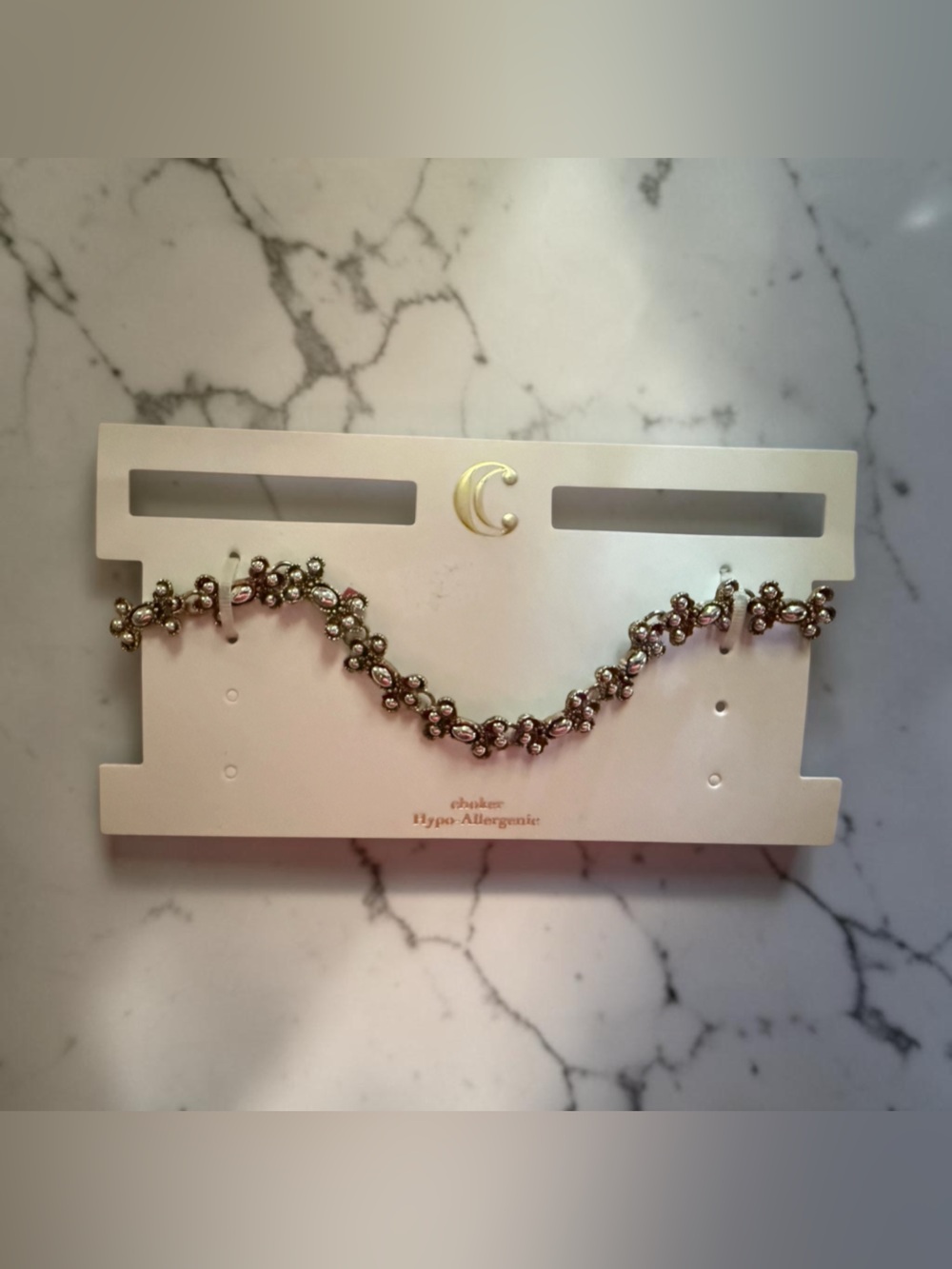 Delicate Silver Floral Crystal Choker- Hypoallergenic